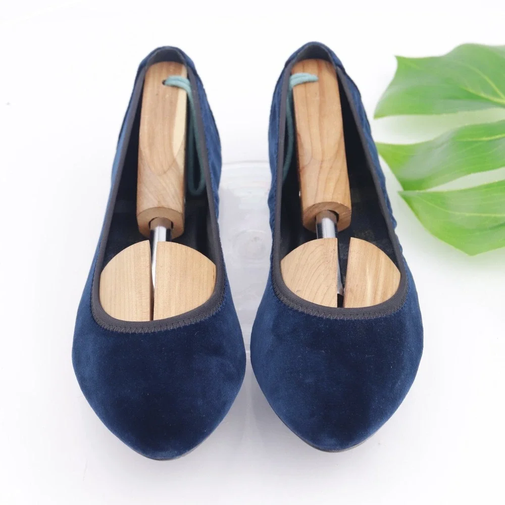 Born Shoes Womens Julianne Ballet Flat Size 7 M Navy Blue Velvet Comfort Slip On